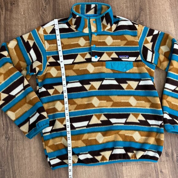 Patagonia Synchilla Geometric Aztec Tribal Print Snap T Sz M - Picture 4 of 10